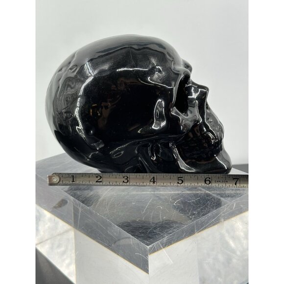 Black Ceramic Skull Shape Led Light Table Top Accent Lamp - Picture 9 of 9